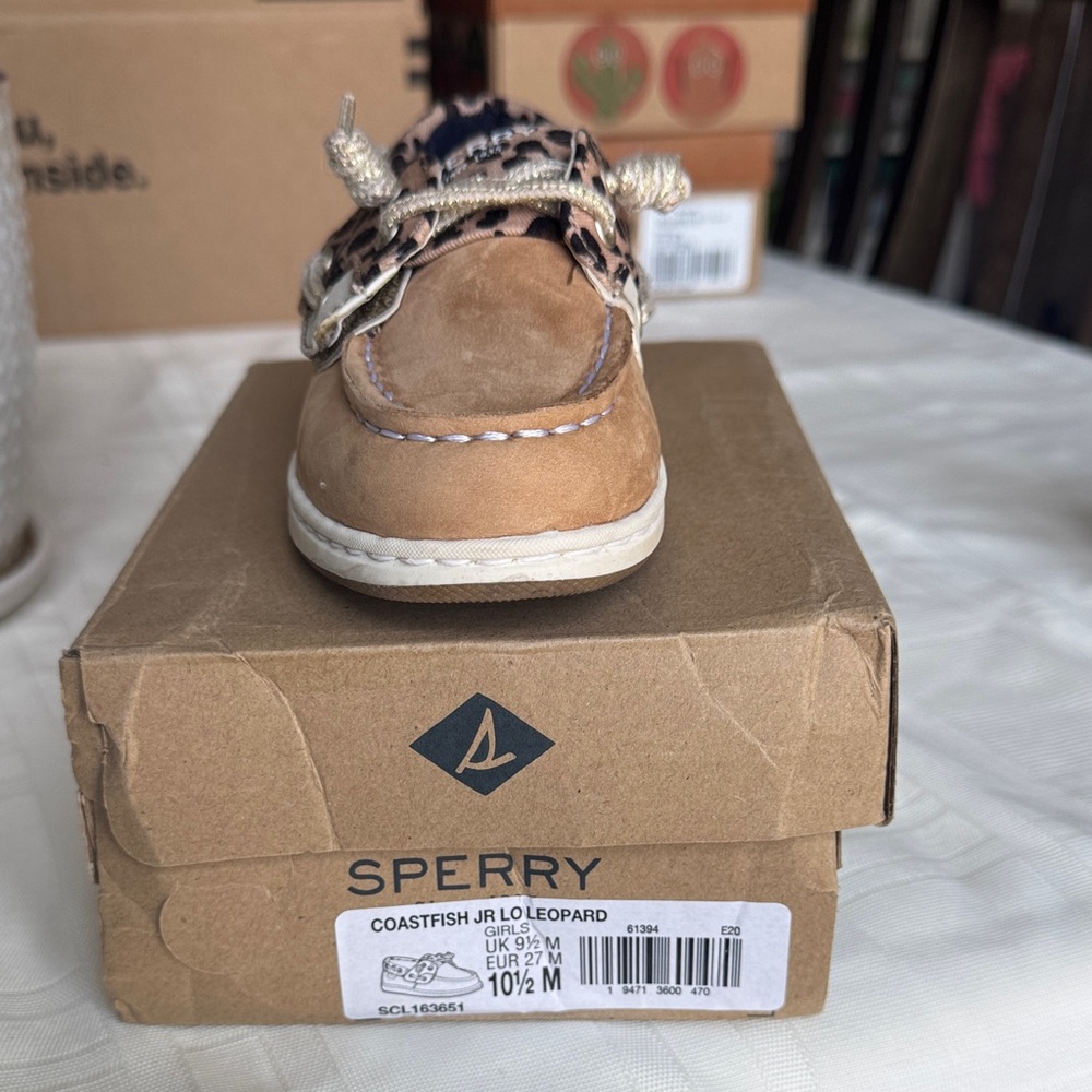 Sperry Kids Brown and Leopard Print Sneakers